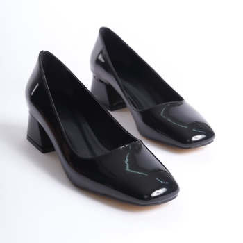 Clay Kadın Siyah Rugan Topuklu Ayakkabı