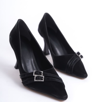 Maya Kadın Siyah Saten Topuklu Ayakkabı