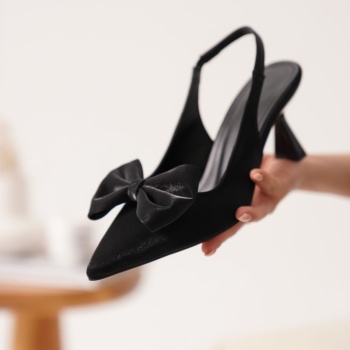 Serra Siyah Özel Malzeme Kadın Topuklu Ayakkabı