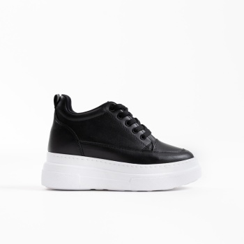 Lauren Kadın Gizli Topuk Beyaz Tabanlı Siyah Spor Ayakkabı