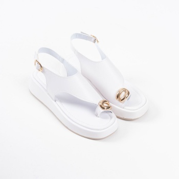 Milena Beyaz Cilt Toka Detaylı Sandalet