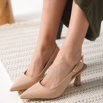 Ophelia Kadın Nude Rugan Topuklu Ayakkabı