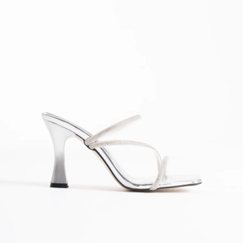 Capella Gümüş Kadın Taşlı Topuklu Terlik