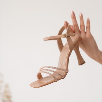 Karla Nude Kadın Taşlı Sandalet