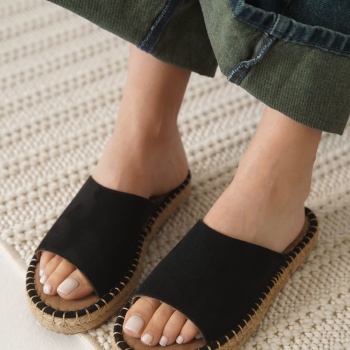 Grey Süet Siyah Kadın Terlik