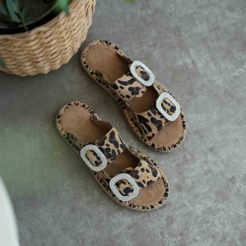 Tyna Süet Leopar Taşlı Kadın Terlik