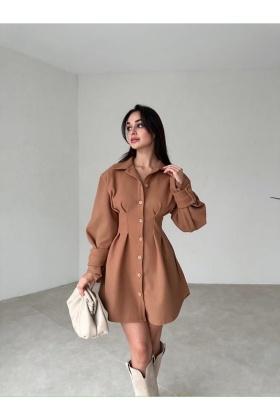 Kol Detaylı Mini Kaşe Elbise