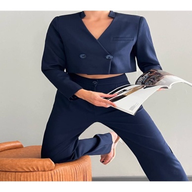 Crop Ceket Pantolon Takım