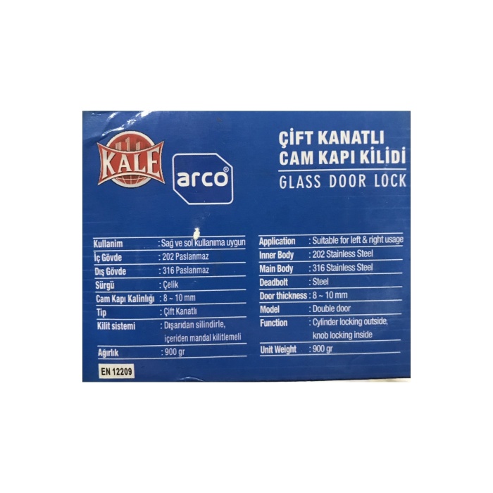 Kale Arco Çift Kanat Cam Kapı Kilidi
