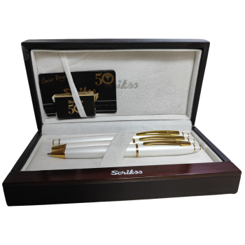 Scrikss Noble 35 Beyaz Altın 3lü Dolma&Versatil&Tükenmez Kalem Seti