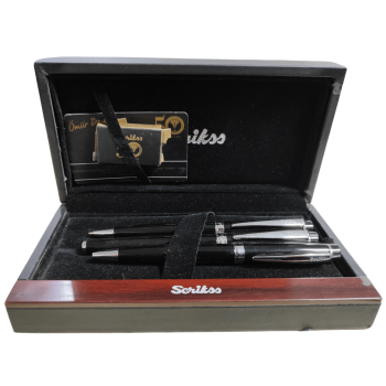 Scrikss Honour 38 Üçlü Takım Siyah Krom Kalem Seti | Tükenmez & Dolma & Versatil Kalem