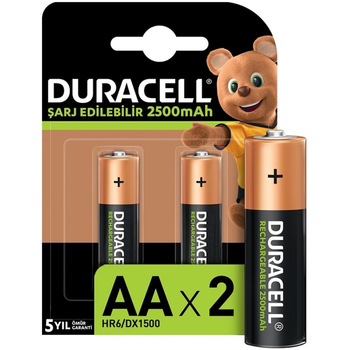 Duracell Şarjlı Kalem Pil (AA) 2500 MAH 1,2 V 2Lİ