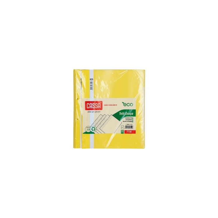 Cassa 7730 | Telli Dosya Plastik A4 Sarı 50li Ekonomik Paket