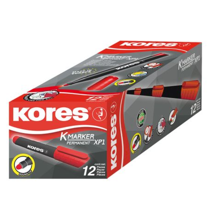 Kores K-marker Permanent Xp1, Round Tip Red Yuvarlak Uç