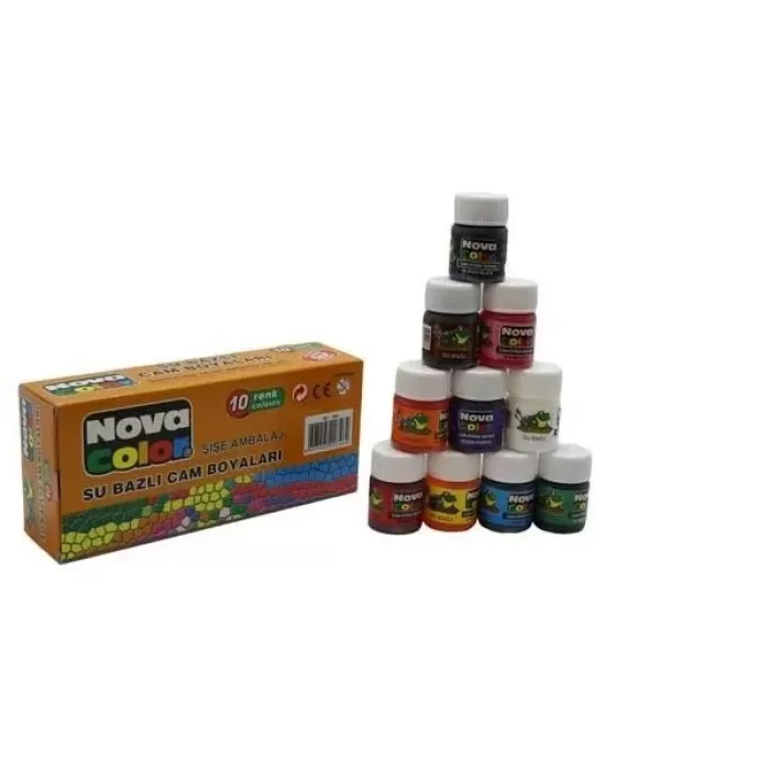 Nova Color Öğrenci Tipi Cam Boyası Su Bazlı 30 CC 10 Renk NC-199