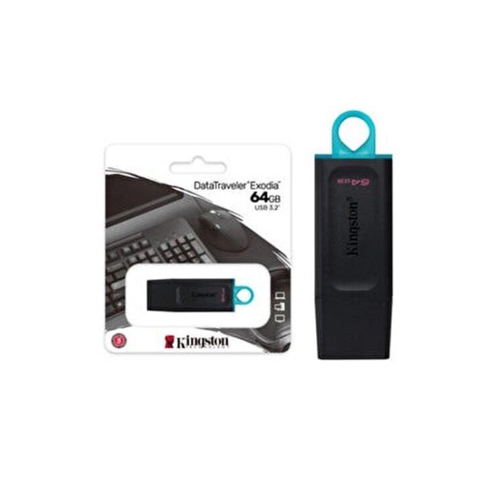 Kingston DTX/64GB 64GB USB3.2 Gen 1 DataTraveler Exodia (Black + Teal) Flash Bellek