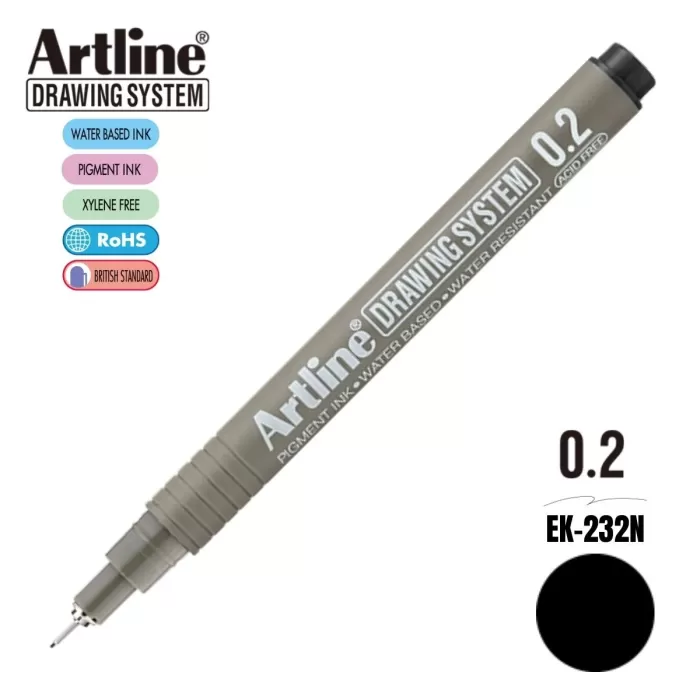 Artline Çizim Kalemi 0.2 MM Siyah EK232