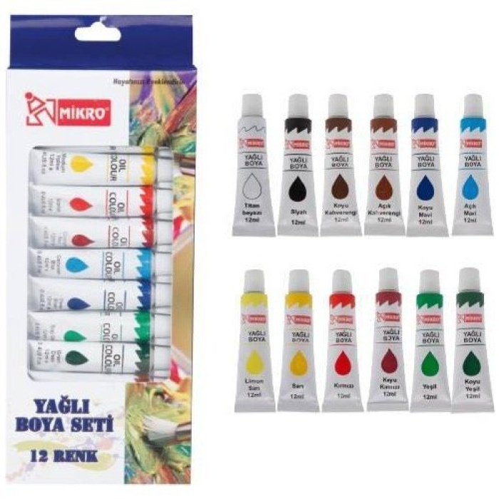 Mikro Yağlı Boya 12 Renk 9 Ml