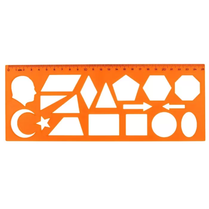 Hatas Geometrik Şablon Cetvelli Atatürklü 25 CM 02285
