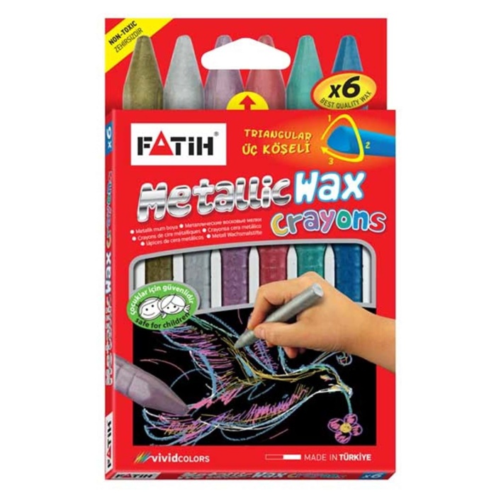 Fatih Mum Pastel Boya Wax Crayons Metalic Kısa 6 Renk | 50180