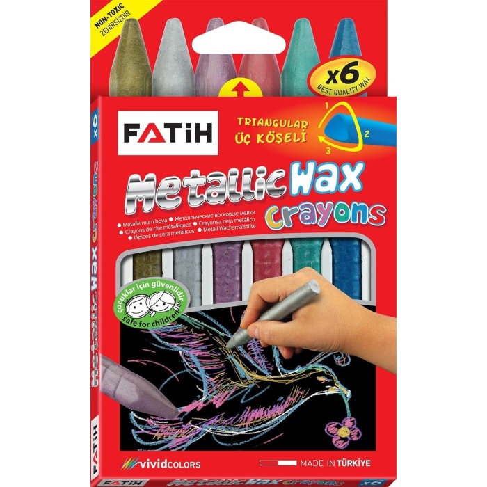 Fatih Mum Pastel Boya Wax Crayons Metalic Kısa 6 Renk | 50180