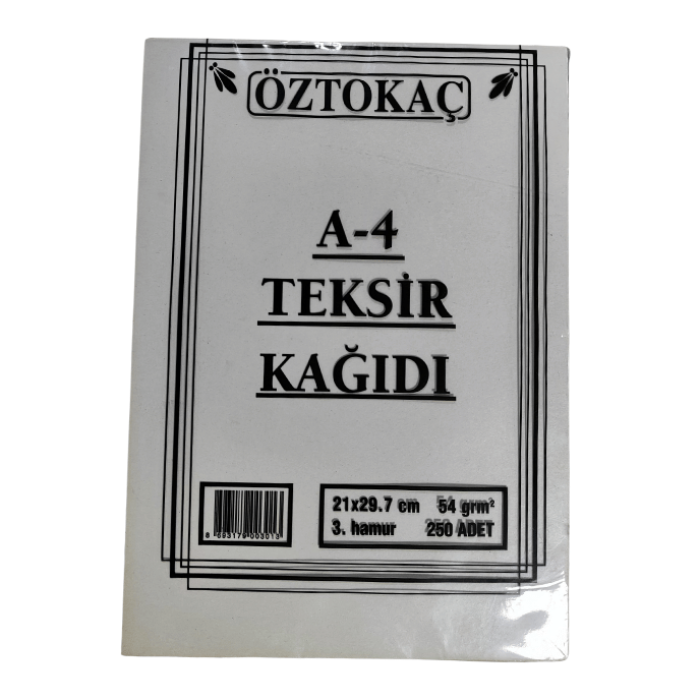 Öztokaç A4 Teksir Kağıdı 3. Hamur 250li Paket