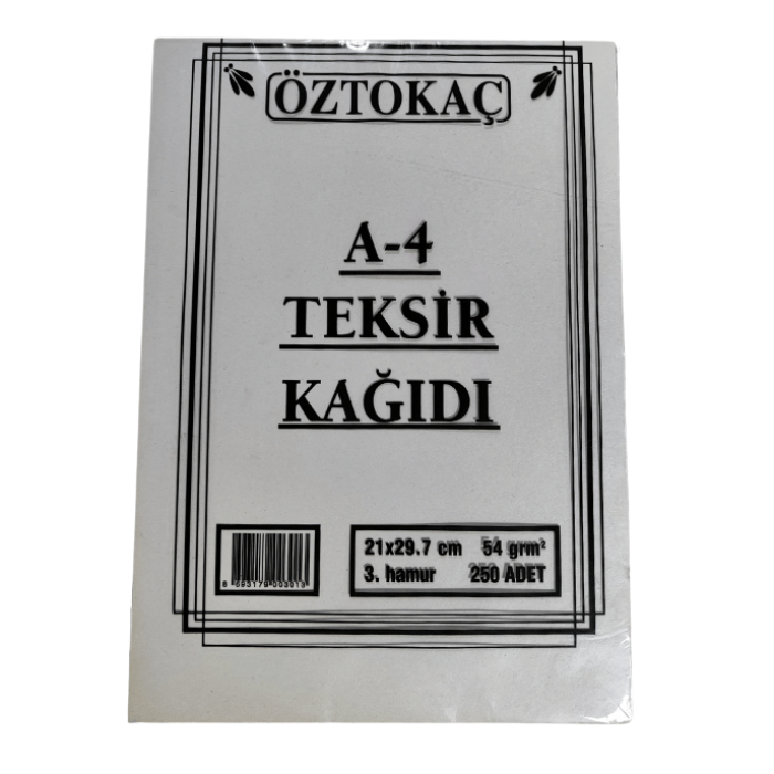 Öztokaç A4 Teksir Kağıdı 3. Hamur 250li Paket