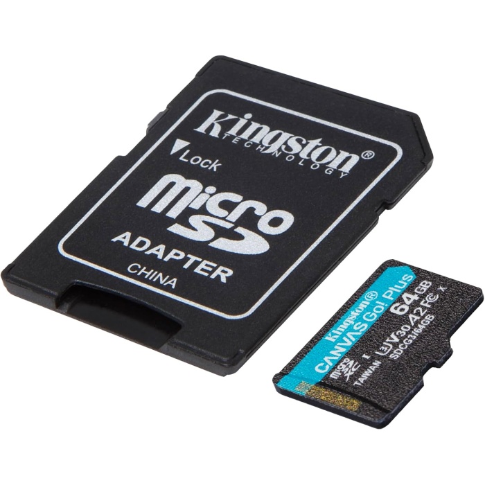 Kingston 64GB microSDXC Canvas Go Plus 170R A2 U3 V30 Card + ADP Hafıza Kartı | SDCG3/64GB