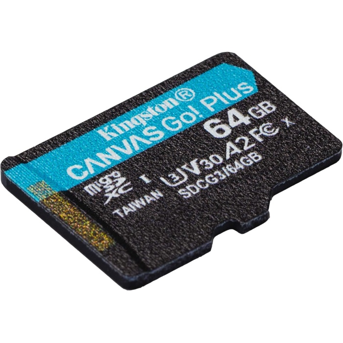 Kingston 64GB microSDXC Canvas Go Plus 170R A2 U3 V30 Card + ADP Hafıza Kartı | SDCG3/64GB