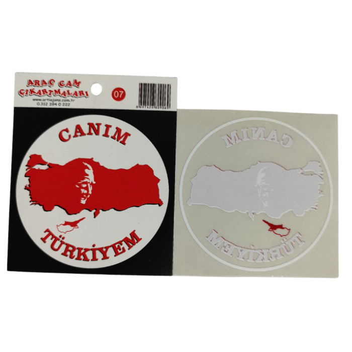 Araç Cam Çıkartma 7 (Türkiye Haritali Atatürklü Bayrak)