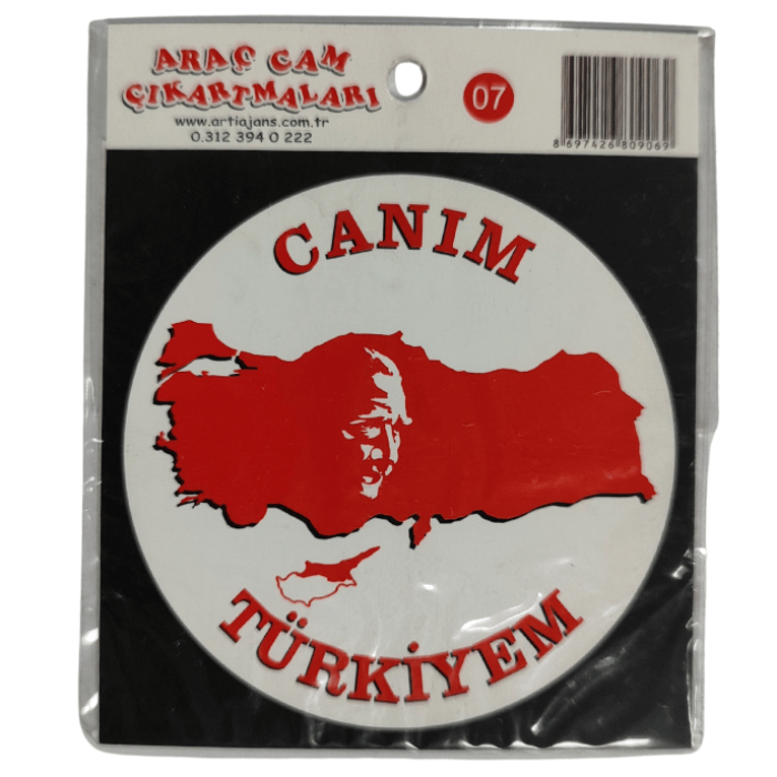Araç Cam Çıkartma 7 (Türkiye Haritali Atatürklü Bayrak)