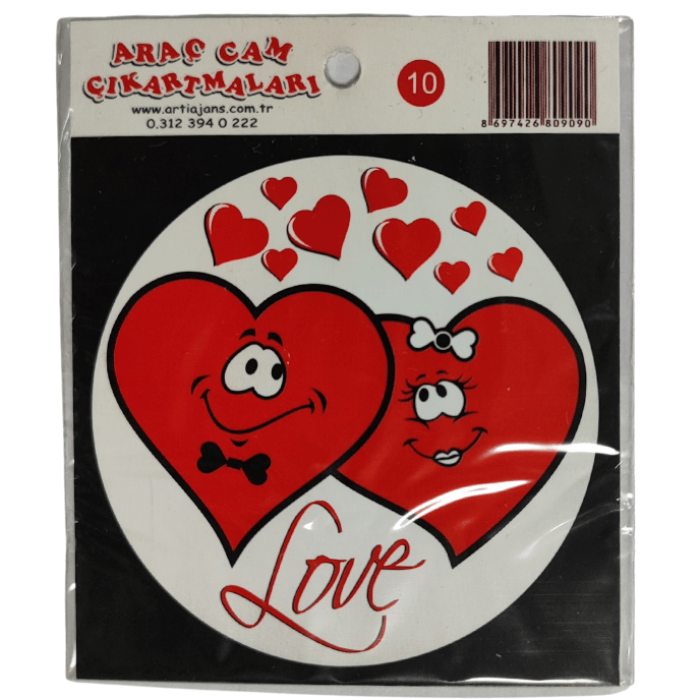 Araç Cam Çıkartma 10 (İki Kalp LOVE)