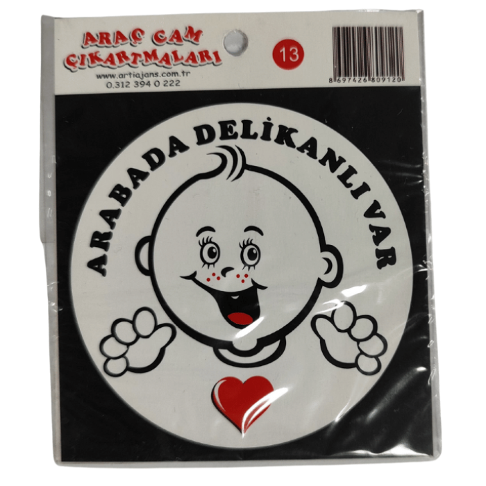 Araç Cam Çıkartma 13 (BEBEK ARABADA DELİKANLI VAR)