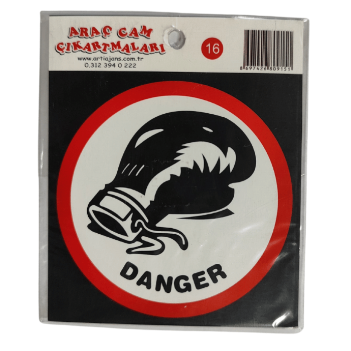 Araç Cam Çıkartma 16 (Yuvarlak YUMRUK DANGER YAZILI)