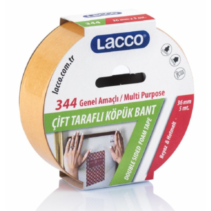 Lacco Çift Taraflı Köpük Bant 36Mmx5M 344