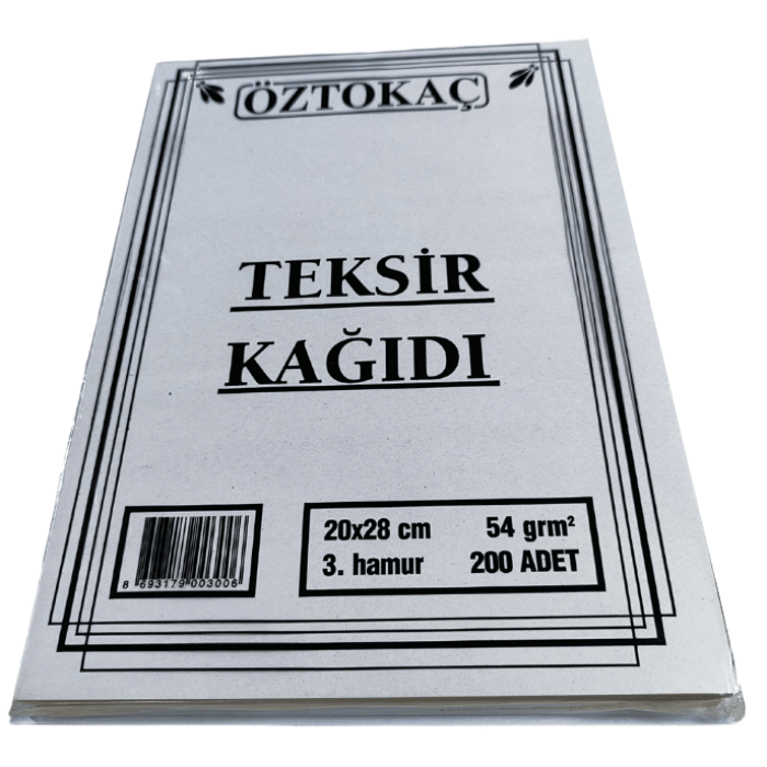 Öztokaç Teksir Kağıdı 20 X 28 Cm 3. Hamur 54 Gr 200lü Paket