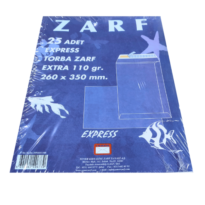 Yener Zarf Express Beyaz Torba Zarf Extra 110 Gr 26X35 Cm | AS-11128