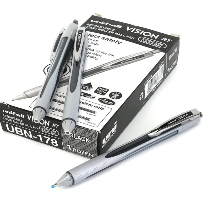 Uni-Ball Vision 0.8 Mm Mekanik Roller Kalem Siyah 12li Kutu | RT UBN-178