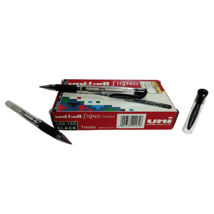 Uni-Ball Siyah Roller Kalem Signo Broad Jel Bilye Uç İmza Kalemi 1.0 MM 12Li Kutu | UM-153