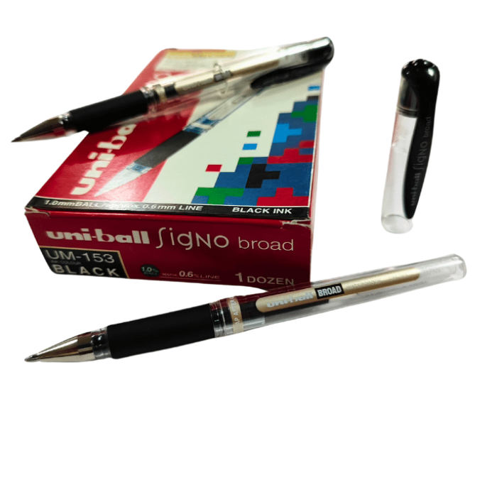 Uni-Ball Siyah Roller Kalem Signo Broad Jel Bilye Uç İmza Kalemi 1.0 MM 12Li Kutu | UM-153