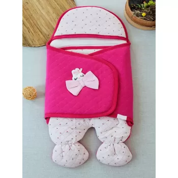 Yenidoğan Açılır Kucaklı Fiyonk Det Aklı Kız Bebek Kundak Pembe