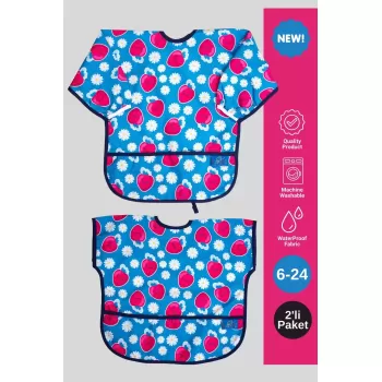 Stawberry Desenli 2li Paket Uzun Ve Kısa Kol Aktivite Ve Mama Önlüğü 6- 24 Ay