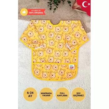 Bear Desenli Sıvı Geçirmez Unisex Aktivite Ve Mama Önlüğü 6-24 Ay