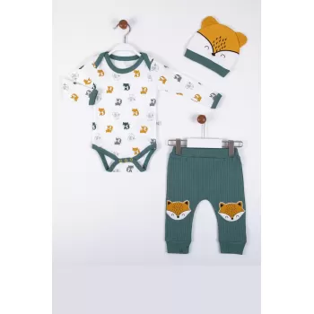 Little Fox Desenli 3lü % 100 Pamuklu Erkek Takım