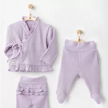 Sweet Penguin 2li Bebe Takım Lila