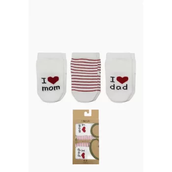Mom Dad 3lü Penye Soket Çorap 10123 Ekru