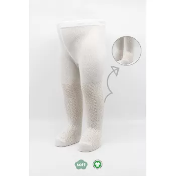 Tekli Zikzak Kabartma Penye Külotlu Çorap Bs50108 Ekru