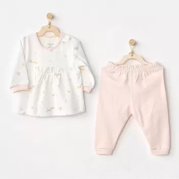 Duck 2li Bebek Takım Ecru Pink