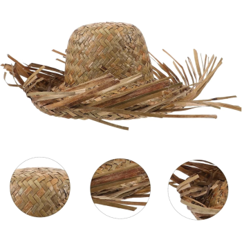 Tropikal Parti Naturel Hasır Hawaii Şapkası 13x36 Cm