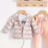 Elma Desenli Ceketli 3lü Kız Bebek Takımı
